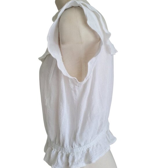 Express Milkmaid Cottagecore Ruffled Sleeveless Peplum Feminine Top 100% Cotton - Picture 4 of 14